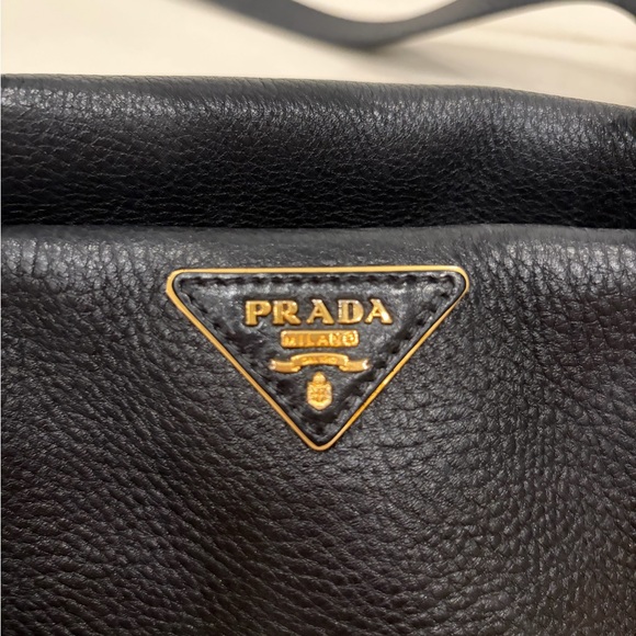 Prada Black Leather Shoulder Bag with Gold Accents - Picture 3 of 14